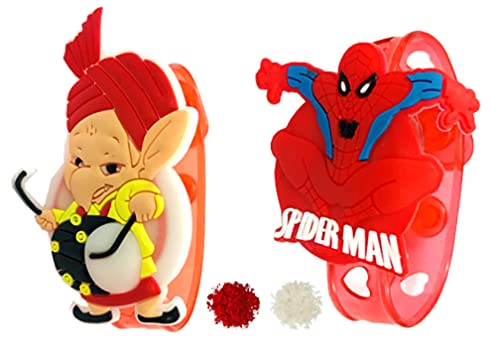 2 Pcs LED Assorted Cartoon Character Rakhi Set Combo For Kid Children Rakhi For Kids|Rakhi Bracelet|Kids Rakhi| Rakhi For Brother|Rakhi Combo Set Roli Chawal-image-4