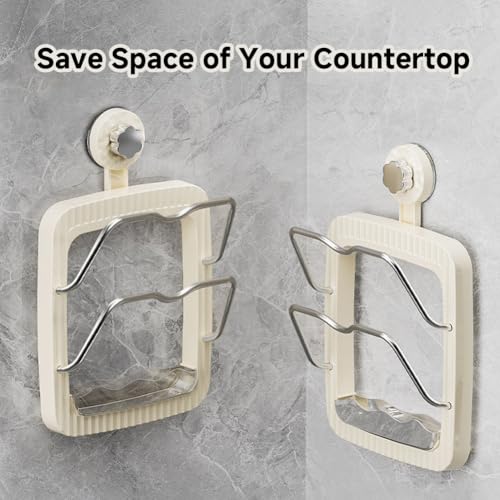 Generic Pot Lids Holder for Cabinet Door or Wall, 2-Tier Lids and Pans Organizer, Wall Mount No Drilling Adhesive Pot Lid Rack with Suction Cup Support Up to 14 in lids