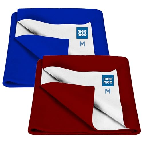Image of Mee Mee Instadry Air Filled Extra Absorbent Waterproof, Quick Dry Sheet for New Born Babies, Breathable, Soft & Gentle, Reusable Waterproof Baby Sheet for Infant 0 to 12 Months, 70x100cm (Royal Blue)