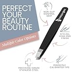2-Pack Slant Tip Stainless Steel Tweezers for Eyebrows - Professional Precision Tweezing for Facial Hair - Image 2