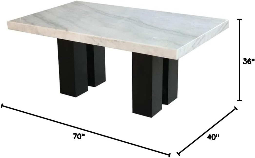 BOWERY HILL White Marble Top Rectanglular Counter Height Dining Table