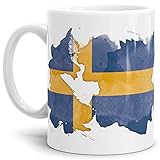 Flaggen-Tasse Schweden Weiss - Fahne/Länderfarbe/Wasserfarbe/Aquarell/Cup/Tor/Qualität Made in Germany