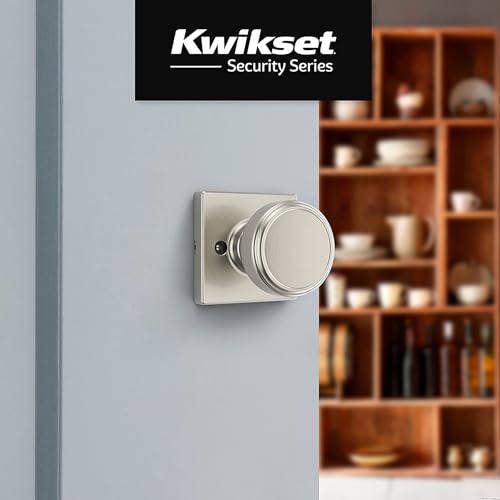Image of Kwikset Maven Dummy Door Knob, Single Sided Handle for Closets, French Double Doors, and Pantry, Satin Nickel Non-Turning Square Interior Push /Pull Door Knob, with Microban Protection