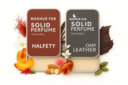 Image of Solid Perfume Combo - Soiree & Antonia | 2-Pack Alcohol-Free Natural Cologne | Long-Lasting Fragrance for Men & Women | Citrus, Floral & Woody Notes | 12g Each (Fennel, Dried leather leaf)