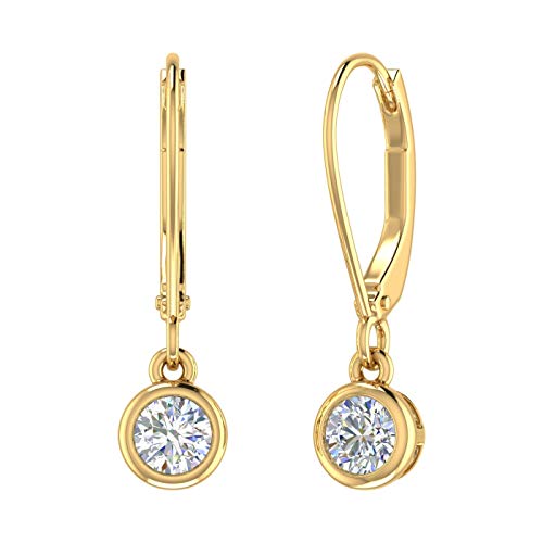 1/2 to 3/4 Carat Diamond Lever-back Drop Earrings in 14K Gold - IGI Certified