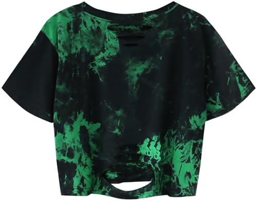 Image of Avanova Women Skull Finger Graphic Distressed Tee Shirt Ripped Short Sleeve Crop Tops