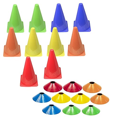 Kit 20 Cones + 20 Pratos Demarcatório Para Treinamento Funcional Agilidade