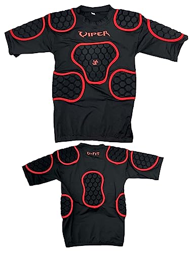 VIPER V-FIT Rugby Shoulder Pads Body Armour Rugby Training Fitness Rugby Head Pads (Black/RED)