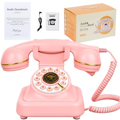 Image of Audio Guest Book Wedding Phone- Record Customized Audio Messages with GuestBook - A Personal and Convenient Way to Preserve Your Special Occasions (Pink)