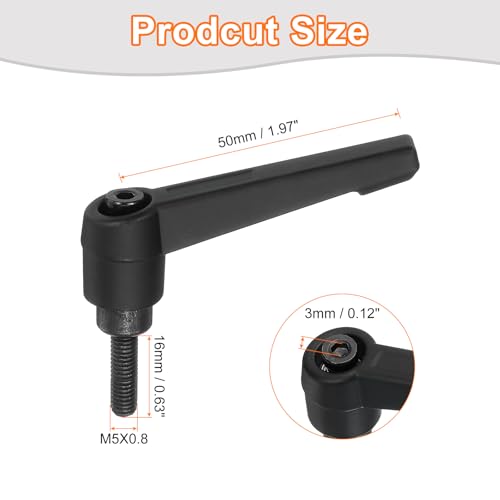 Image of uxcell 4Pcs M5 x 16mm Adjustable Knobs Handle Male Thread Push Button Ratchet Quick Release Locking Rotating Bolt for Lathe Machinery, Black