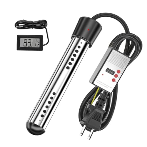 電気浸漬給湯器投げ込みヒーター110V 1500W バスルームプールヒーター ポータブル給湯器 急速加熱 70°自動電源オフ サーモスタット付, 液浸ヒーター 浸漬湯沸かし器 水中パイプヒーター イマージョン沸かし器 ポータブルバケットインフレータブルプー
