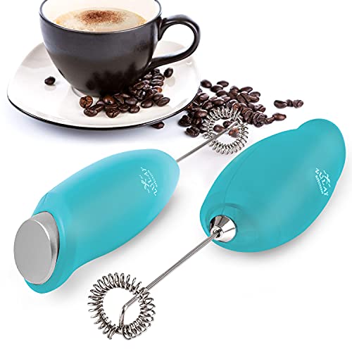 Image of Zulay Kitchen Powerful Rechargeable Milk Frother Handheld Lux Foam Maker for Lattes, Teal, Rechargeable