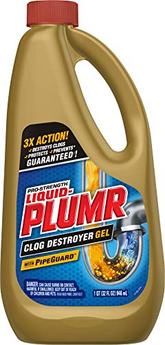 Liquid-Plumr Pro-Strength Clog Destroyer Gel with PipeGuard, Liquid Drain Cleaner - 32 Ounces