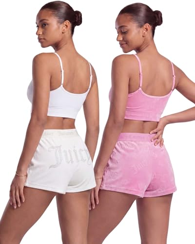 Image of Juicy Couture Women's Velvet Fleece Pajama Shorts, Designer Sleep and Lounge Shorts for Women