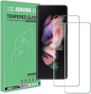 AOKUMA Samsung Galaxy Z Fold 3 5G Tempered Glass Screen Protector, [2 Pack] Premium Quality Guard Film, Case Friendly, Shatterproof, Shockproof, Scratchproof oilproof