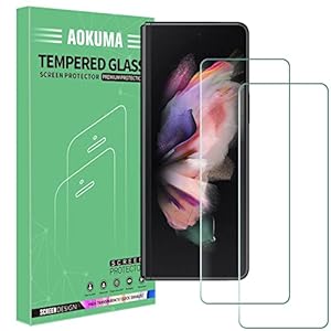 AOKUMA Tempered Glass for Samsung Galaxy Z FOLD 3 Screen Protector, [2 Pack] Premium Quality Guard Film, Case Friendly, Shatterproof, Shockproof, Scratchproof, Oilproof