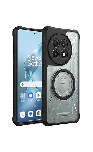 Image of RM Protective Case for OnePlus13 5G with Wireless Charging Support, Clear Back Cover with Black Bumper, Shockproof Design