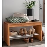 Lomadox Massivholz Schuhbank Flurbank Garderobenbank Buche Schuhablage 82x45x40 cm