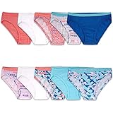 Fruit of the Loom Girls' Cotton Bikini Underwear Multipacks, 10 Pack-Fashion Assorted, 14
