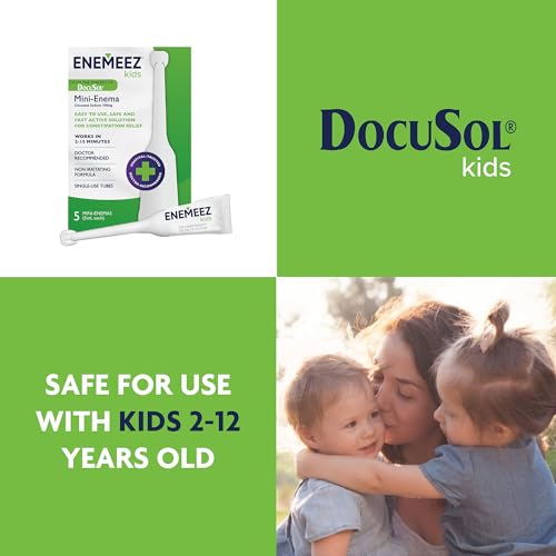 Image of DocuSol Enemeez Kids Enema - Constipation Relief For Kids, Docusate Sodium Stool Softener, Fast-Acting, 5 Single-Use Disposable Tubes