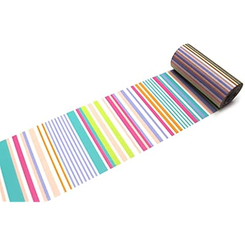 MT Tapes Stripe Multi Border Pastel Washi Masking Tape 100mm - 1 Roll Cover