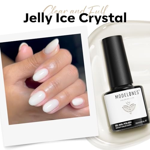 Image of modelones White Gel Nail Polish Beige Cream Milky Jelly Translucent Gel Polish Neutral Sheer Nails Soak Off LED Nail Lamp Manicure Salon Gift 15 ML