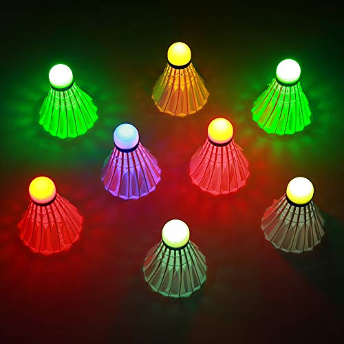 Sportneer LED Badminton Shuttlecocks 360° Lighting Birdies for Badminton, Glow in The Dark Shuttlecocks for Indoor Outdoor Sports Activities 8-Pack