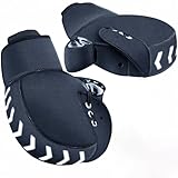 バイクハンドルカバー 防水 防寒 防風 ネオプレーン製 OFFEREE プロ仕様【防水加工&洗える ４層構造 防寒技術新登場】 大型空間アップデート 簡単取り付け 反射コーティング付き バイクはんどるカバー の保温性 pcx スクーター 原付 汎用 冬用防寒具(ブラック)