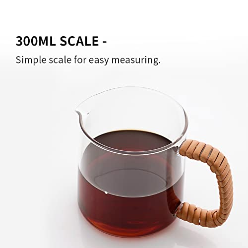 Watchget Coffee Server 300Ml Standard Glass Coffee Carafe For Pour Over Coffee & Tea Clear Coffee Pot With Rattan Handle, 10.1 Fl Oz #TOP3