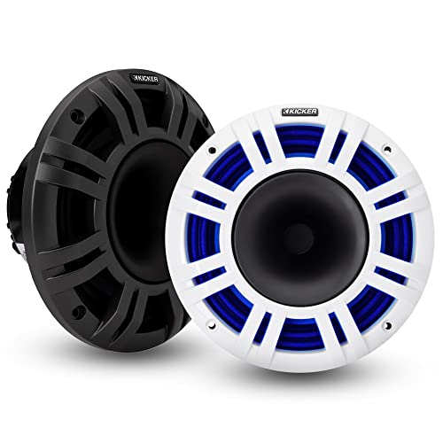 KICKER 48KMXL8 8" 4-Ohm RGB LED KMXL Horn-Loaded Marine Coaxial Speakers, Pair