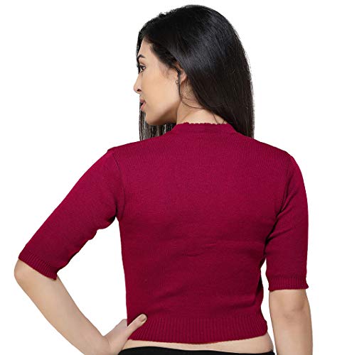 Image of Women Winter Wear V-Neck Half Sleeves Regular Fit Woollen Blouse