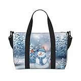 Bolsa de viaje cruzada de mano de muñeco de nieve para trabajo, bolsa de viaje para deportes y fitness, bolsa de equipaje de viaje