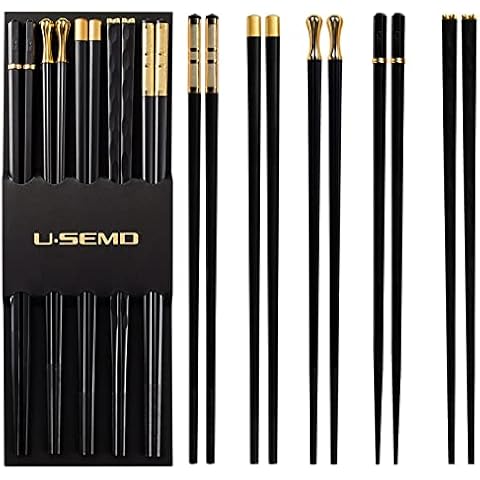 5 Pairs Chopsticks Reusable Fiberglass Dishwasher Safe, 9.6 inch/24.3cm Matte Non-Slip Family/ Hotel/ Restaurant Japanese Chinese Chop Sticks, Christmas & New Year Gift Cover