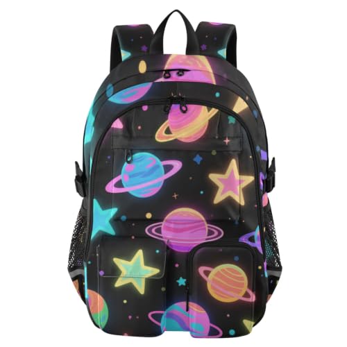 Mochila para laptop reforzada contra golpes con diseño cósmico para escuela