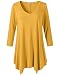 JollieLovin Womens Plus Size 3/4 Sleeve Loose-fit T Shirt for Leggings Tunic Top (Yellow, 2X)