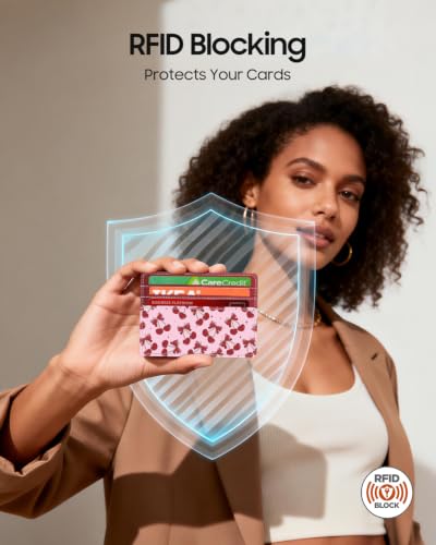 Image of FINTIE Slim Minimalist Front Pocket Wallet, RFID Blocking Credit Card Holder Card Cases with ID Window for Men Women (Cherry Red)