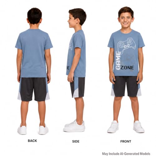 Image of Pro Athlete Active Boys Short Sets - 2 Piece Performance Crewneck Short Sleeve T-Shirt and Shorts Boys Athletic Sets (8-16)
