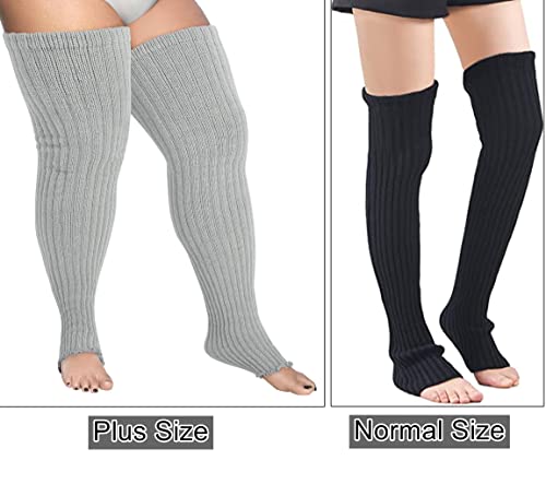 Image of Women's Plus Size Leg Warmers Knit Over Knee High Footless Socks for Thick Thighs