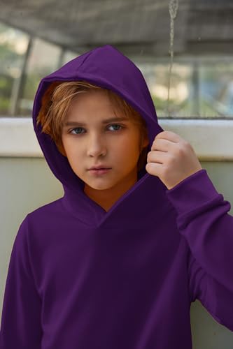 Image of Arshiner Kids Purple Hoodie for Boys Casual Basic Pullover Hooded Sweatshirt Hoodie with Pocket Size 5 6