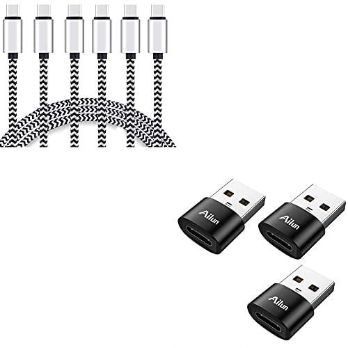 Ailun Usb C To Usb C Cable 10Ft 3Pack High Durability 60W 3A Usb Type C Devices Charging And Usb C Female To Usb A Male Adapter 3 Pack Type C To A Charger Cable Adapter #TOP9