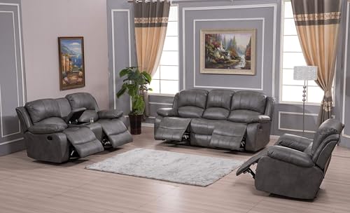 Betsy Furniture 3PC Faux Leather Reclining Couch Set, Living Room