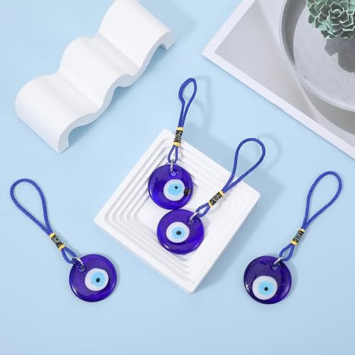 CIATBYYJ 4 Stück Evil Eye Anhänger,Türkisches Blaues Auge Glas Charme Anhänger,Blaue Augen,Evil Eye Auto Hängedekoration für Fenster,Auto,Türrahmen,Balkon