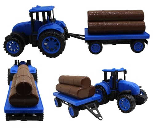 Image of Neokiddo Toys Friction Powered Trolley Farm Tractor Toy for Kids & Toddlers /Boys & Girls (Royal Blue)