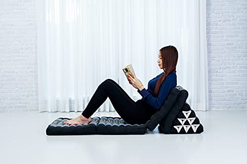 Image of Leewadee Comfortable Japanese Floor Mattress - Thai Floor Bed with Triangle Cushion - Futon Mattress - XL Extra Long Thai Massage Mat, 89 x 20 inches, Blue, Kapok Filling