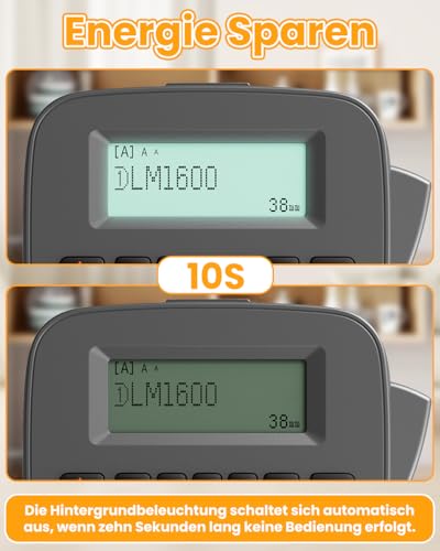 Vixic Tragbares Beschriftungsgerät mit wiederaufladbarem Akku und Bluetooth, LM1600 Etikettiergerät mit QWERTY Tastatur, einfache Textbearbeitung für D1 Etiketten in 12mm Breite