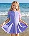 Ghteas Girls Short Sleeve Swimsuit Ruffle Skirt Summer Beach Swimwear with Zipper Swim Suits Size 7 Girls Purple Bathing Suits for 8 Years One Piece Swimsuit Size 7-8 for All Water Activities