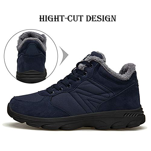 UPSOLO Mens Winter Backpacking Mountaineering Hiker Field Anti-Slip Water Resistant Trekking Fully Fur Lined Shoes Walking Lightweight Hiking Boots(6919 Blue 42) - Thumbnail 4