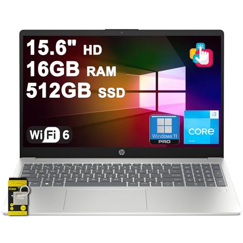 Image of HP Business and Student Laptop 15.6" HD Anti-Glare Touchscreen Intel 6-core i3-1315U (Up to 4.5GHz) 16GB RAM 512GB SSD Type-C Privacy Camera Wi-Fi6 Fast Charging Long Battery Life Win11Pro ICP Hub