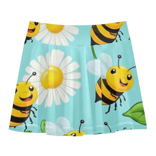 Dance Girls' Shorts Athletic Skorts Toddlers Tennis Skirts Teen Cheer Cute Cartoon Bees Flowers Green 4t