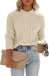 ANCAPELION Women's Long Sleeve Sweater Casual Solid Color Pullover Sweatshirt Ribbed Knit Crew Neck Sweater Shirt for Women